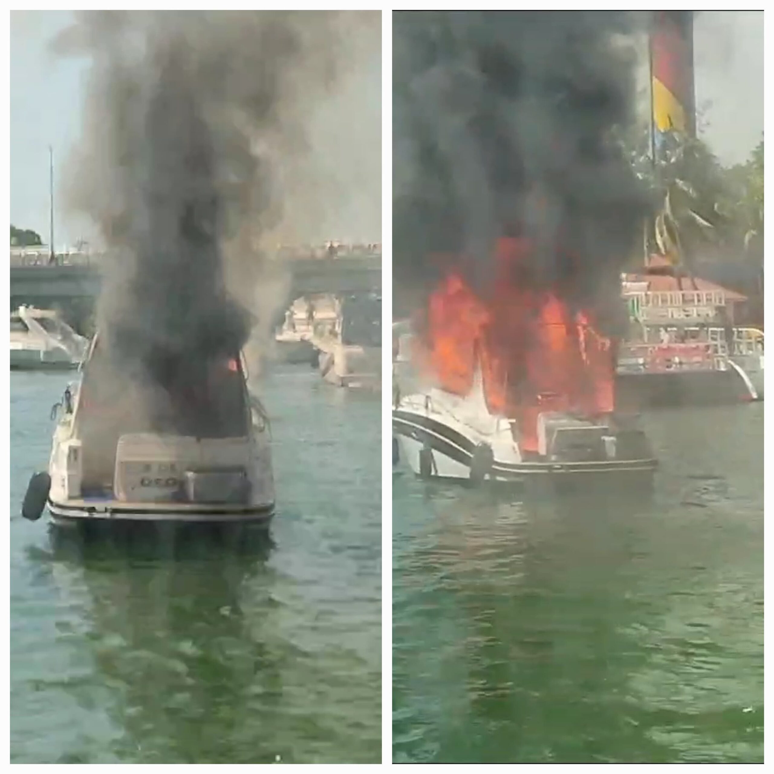 Se incendia yate en la zona hotelera de Cancún