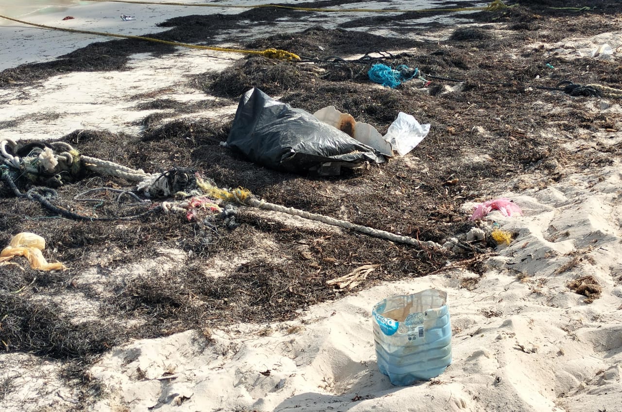 Puerto Juárez: Más de 10 kilómetros de playa afectada por basura